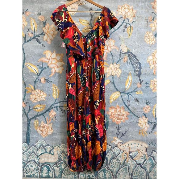 New Anthropologie Farm Rio Ruffled Jumpsuit size Xs - Picture 7 of 7